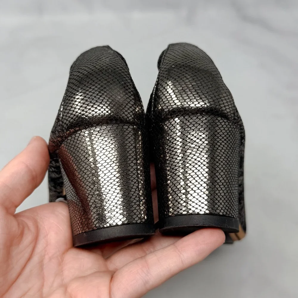 CHANEL Vintage Y2K Metallic Leather Heeled Ballet Ballerina Pump Heel Shoes 36